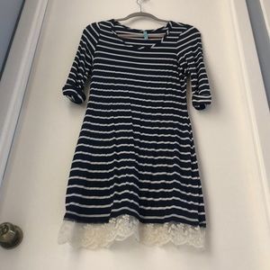 Lolila Navy & Ivory Lace Bottom Dress